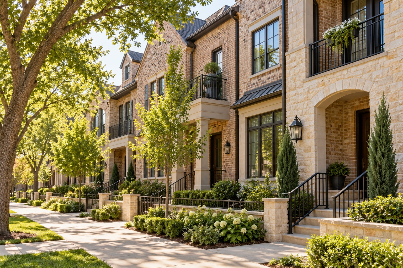 AI-generated illustration of townhomes, not an actual listing